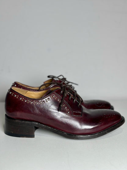 W Shoe Size 36 (6, US) Officine Creative Burgundy Leather Cowhide Lace-ups