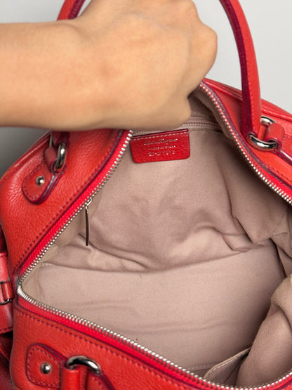 Salvatore Ferragamo Solid Pebble Leather Red Calfskin Medium Purse