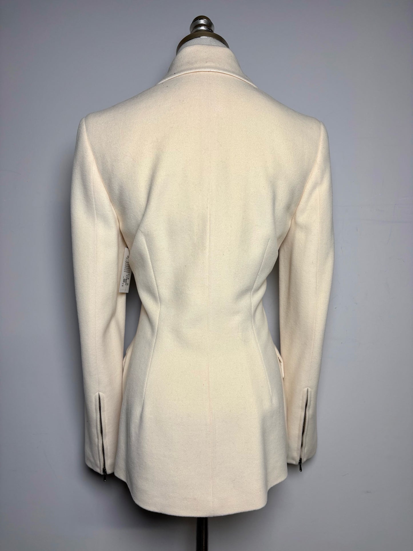 Women Size 4 Richard Tyler Collection Cream Solid Vintage 100% Wool Coat