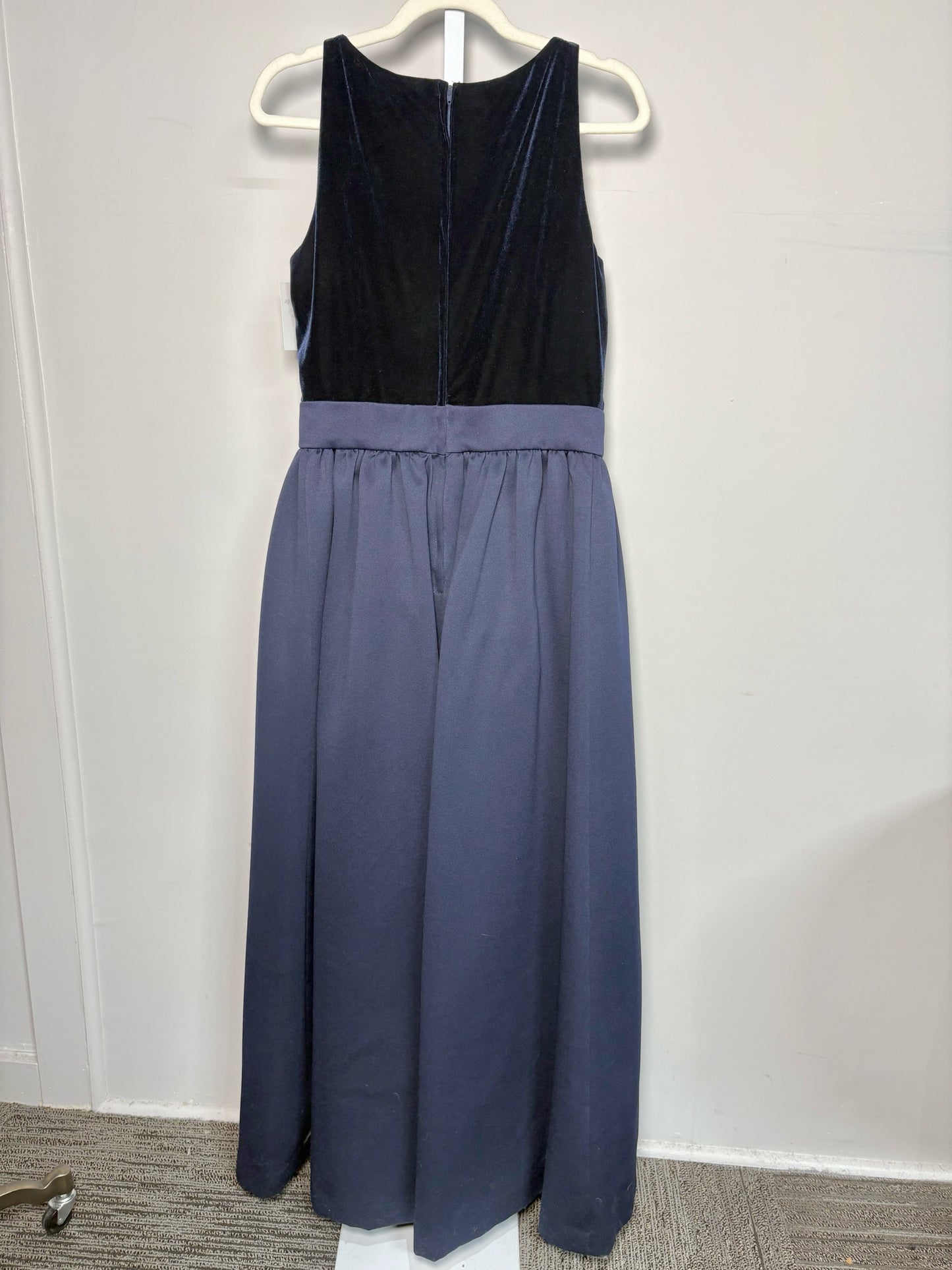 Women Size 14 (Fits L) En Francais by Huey Waltzer Navy Blue Solid Vintage Gown