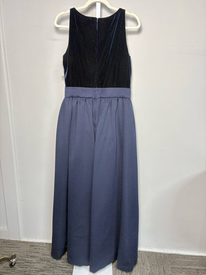 Women Size 14 (Fits L) En Francais by Huey Waltzer Navy Blue Solid Vintage Gown