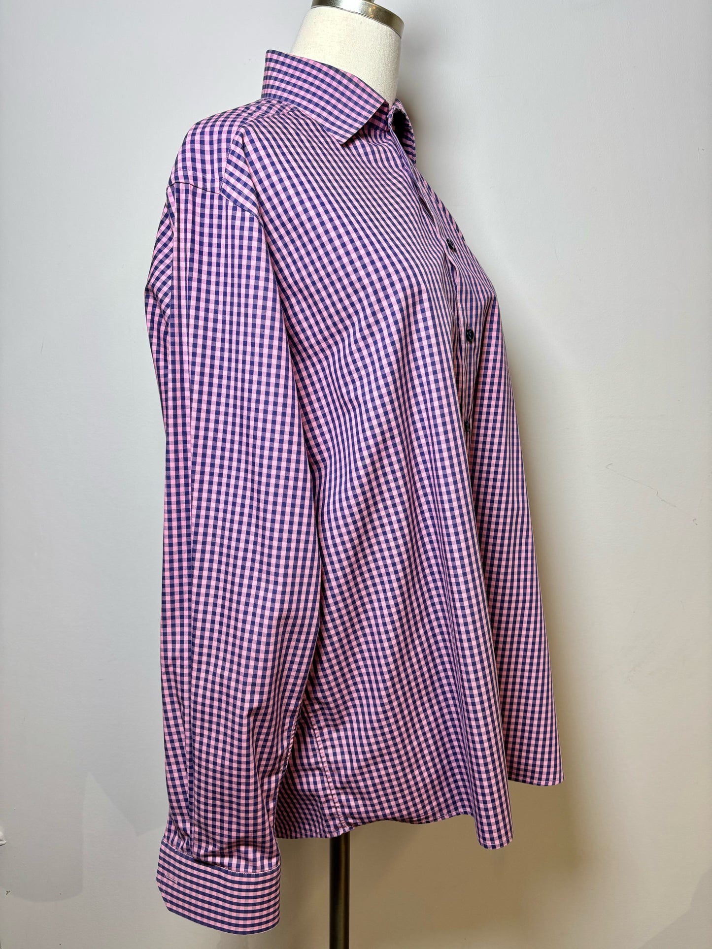 Mens Size XL Eton Pink Cotton Gingham Men's Shirt