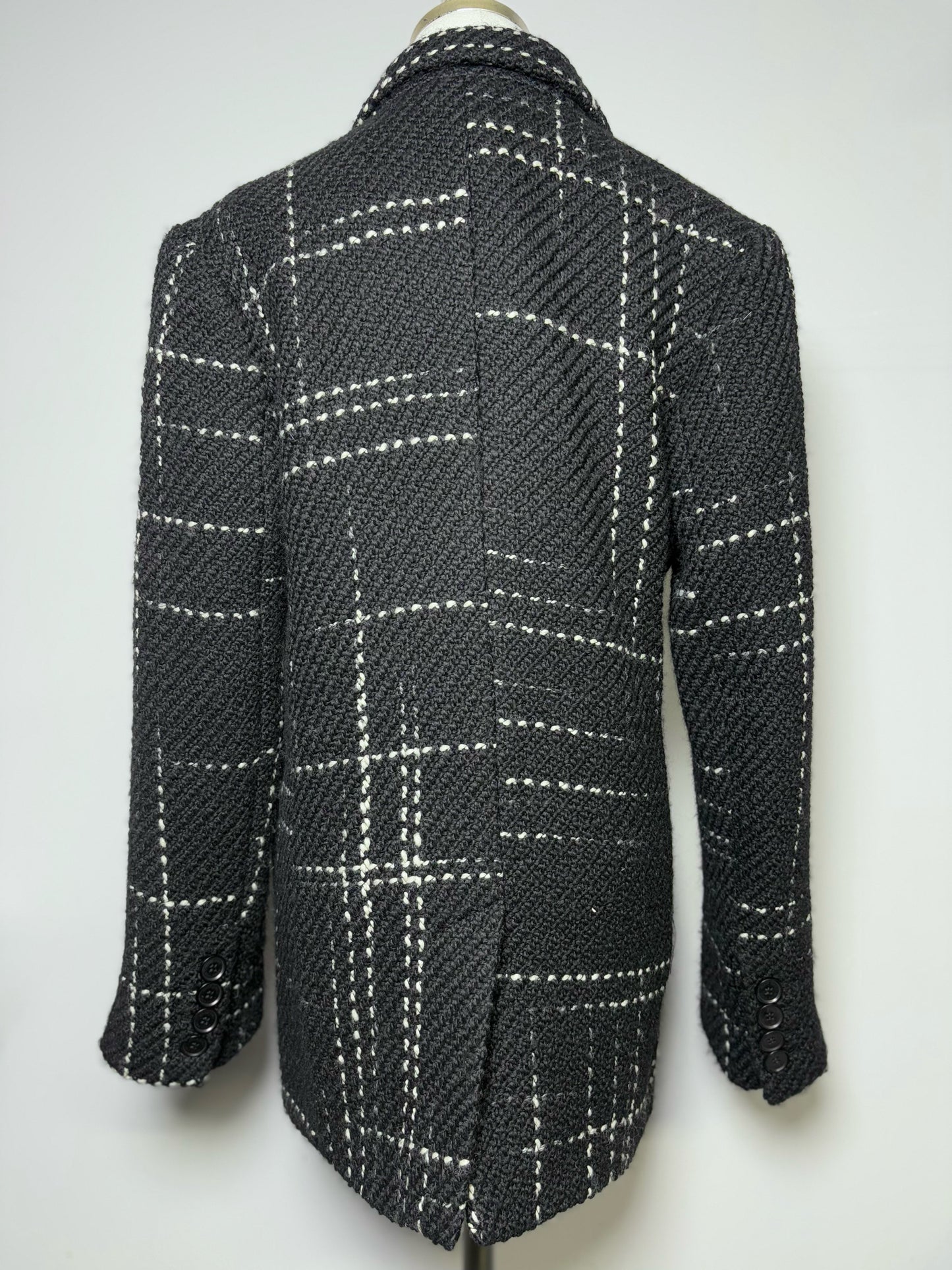 Women Size XS Anine Bing Black Plaid Wool Blend Coat