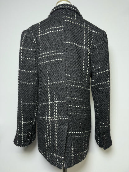 Women Size XS Anine Bing Black Plaid Wool Blend Coat