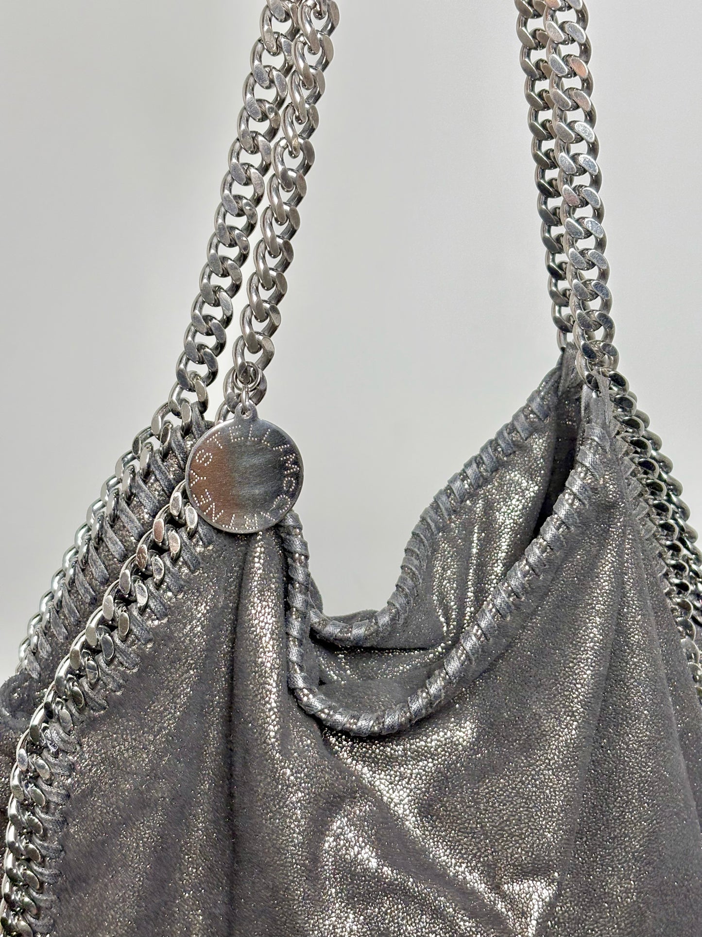 Stella McCartney Metallic Vegan Suede Charcoal Purse