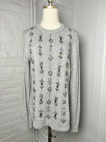 Women Size L Tory Burch Gray Rhinestones Nylon, Cotton, Modal, Wool Sweater