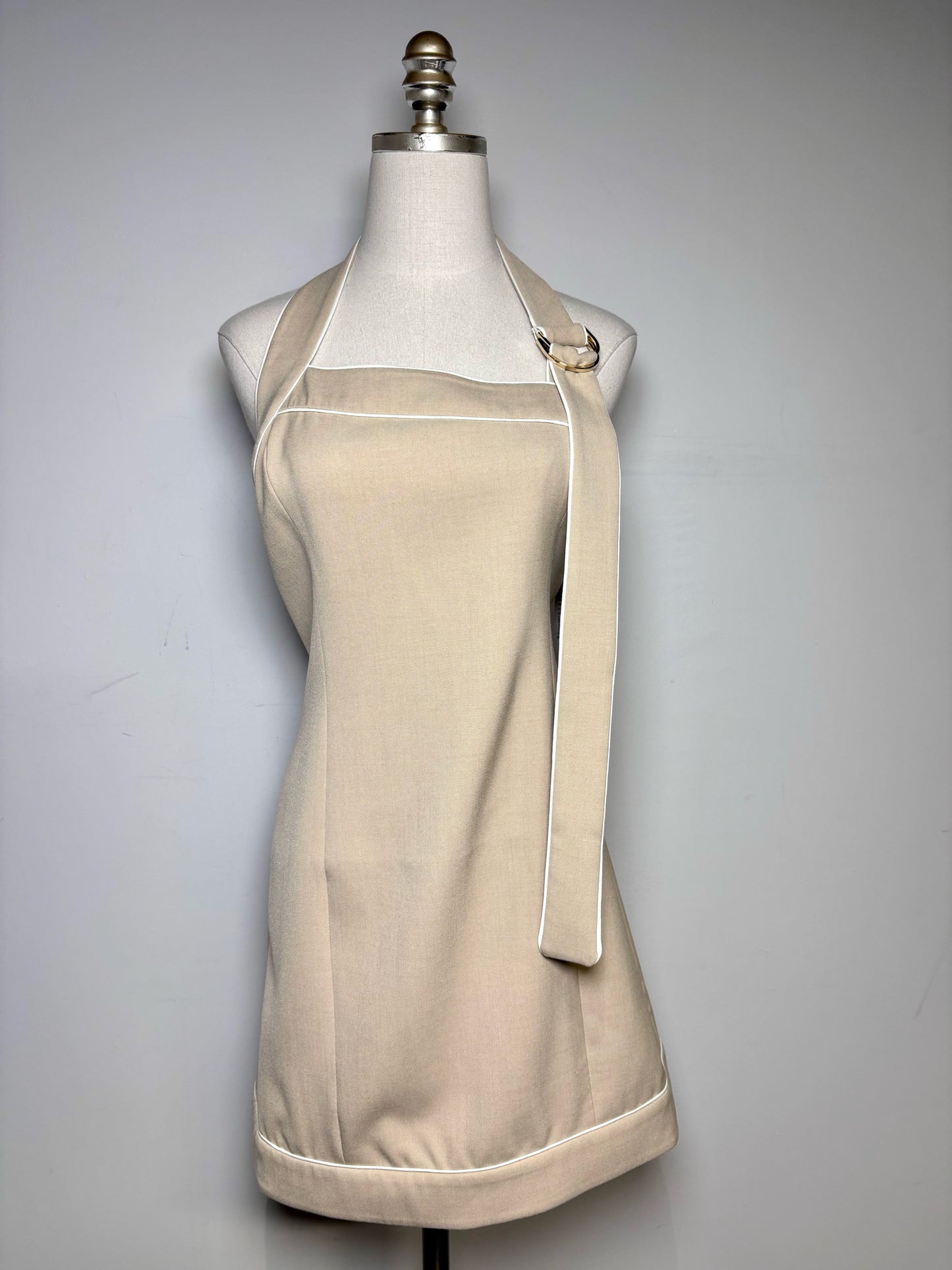 Women Size 10 Significant Other Beige Solid w/Piping Women's Dress Pre-Owned NWT
