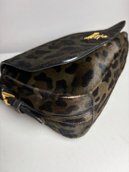 Women's Authentic Prada Cavallino Leopard Calf Hair Vintage Authentic Pre-Owned Crossbody Bag