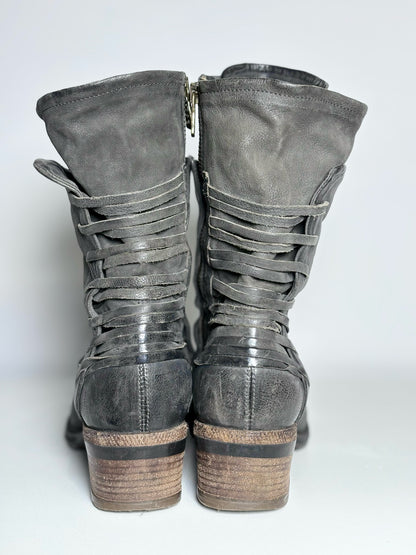 W Shoe Size 40 (9, 9.5 US) A.S. 98 Charcoal Gray, Black Leather Chet Boots