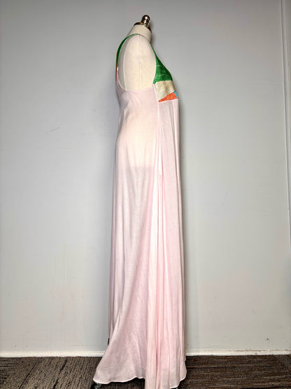 Women Size S Mara Hoffman Pink Solid w/Embroidery Midi Dress