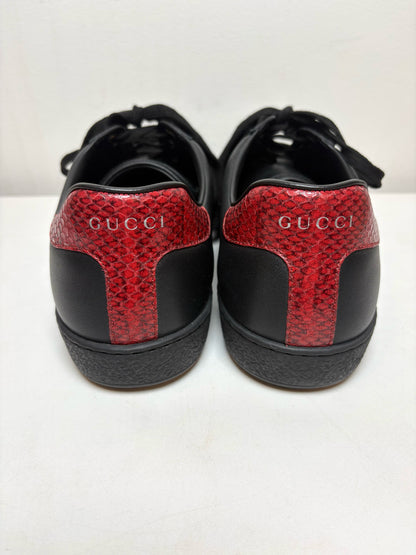 W Shoe Size 10 Gucci Ace Black Leather Pre-owned Sneakers