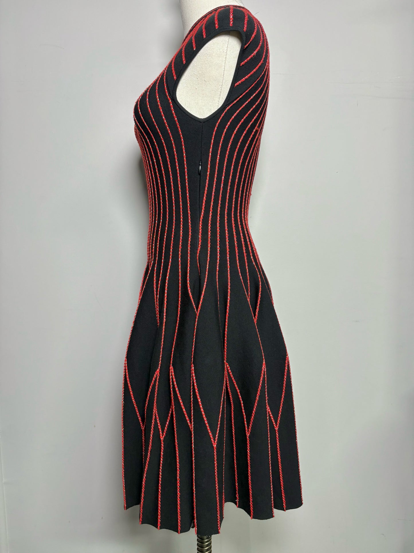 Women Size M Alexander McQueen Black Stitching Detail Wool Dress