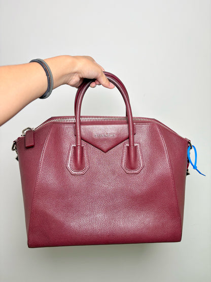Leather Givenchy Grained Leather Pre-owned Burgundy Goatskin Medium Purse