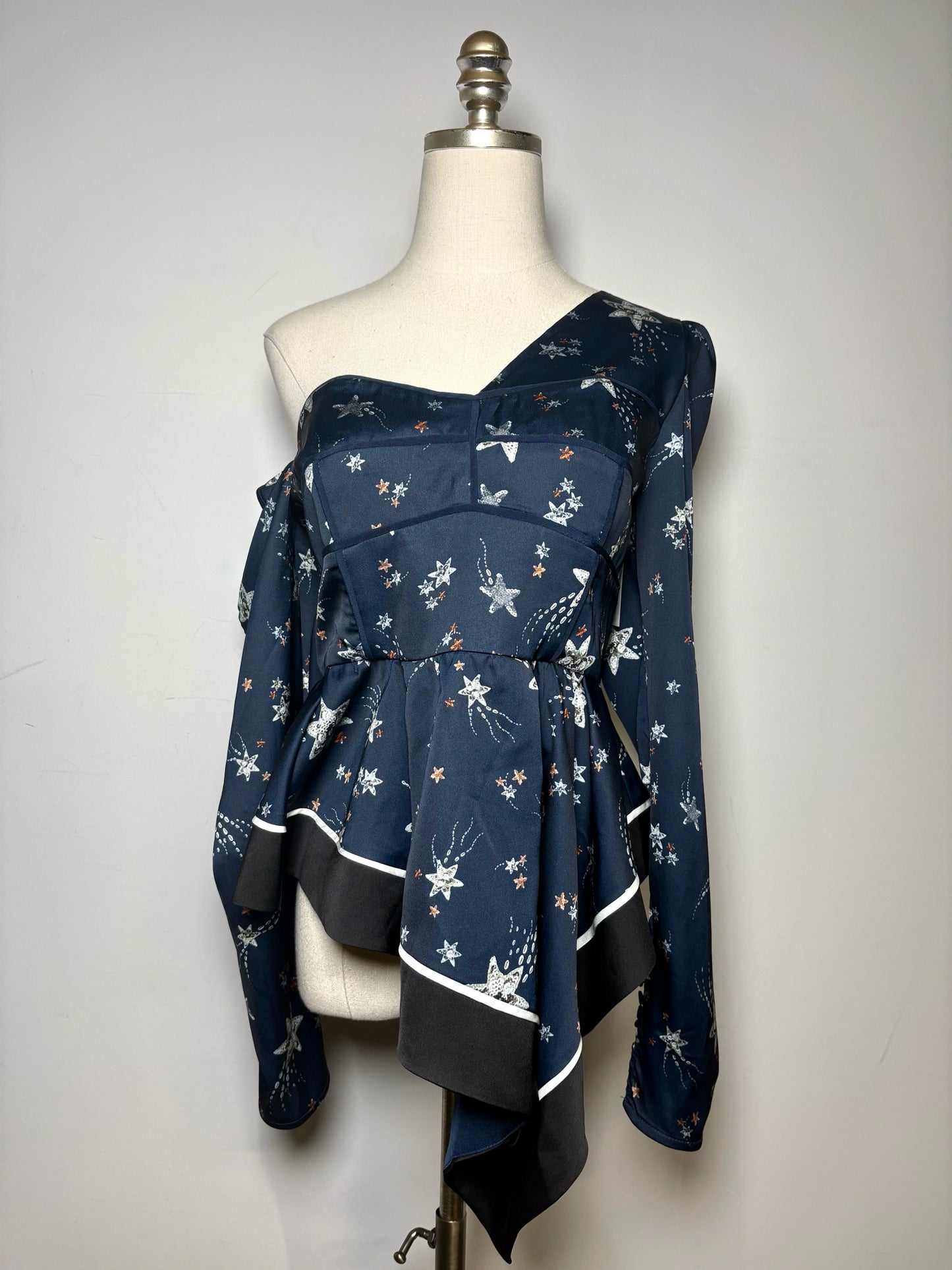 Women Size 8 Self-Portrait Navy Stars Polyester Women's NWOT Blouse