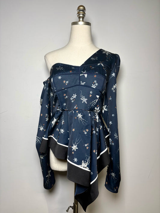Women Size 8 Self-Portrait Navy Stars Polyester Women's NWOT Blouse