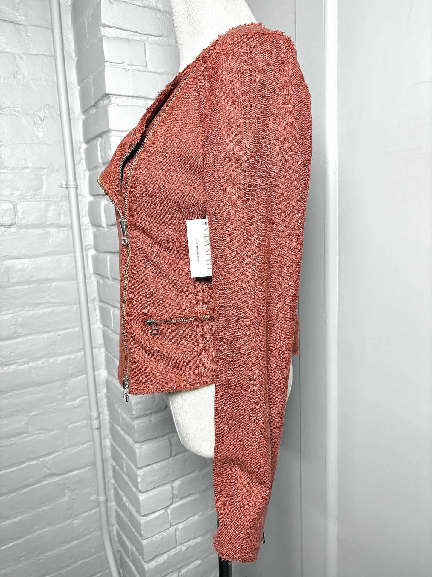 Women Size 6 Veronica Beard Terracotta Moto  Pre-owned Jacket