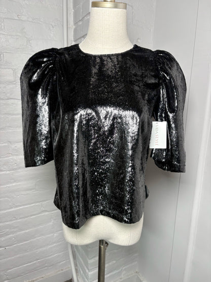 Women Size 42 Jucca Black Metallic Polyester Blouse