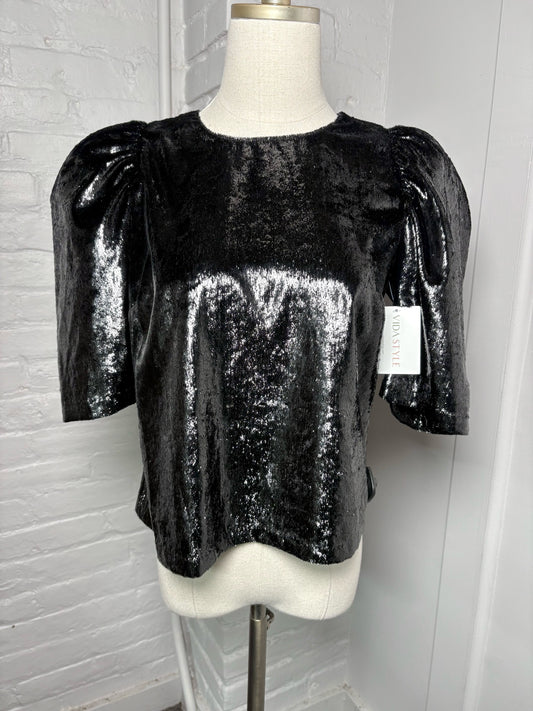 Women Size 42 Jucca Black Metallic Polyester Blouse