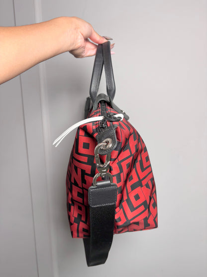 Nylon Longchamp Monogram Black & Red Medium Purse