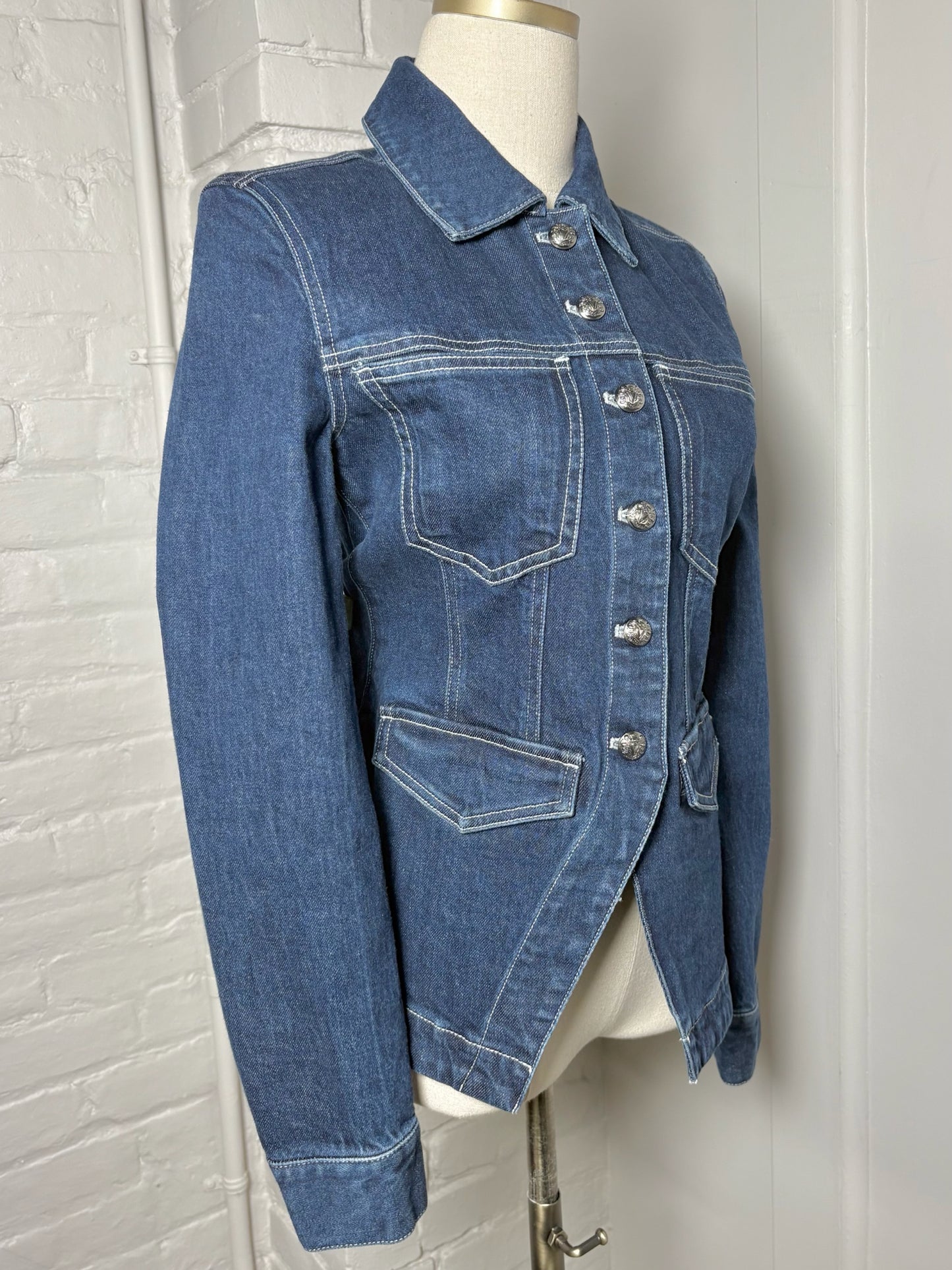 Women Size XS Veronica Beard Dark Blue Solid Cotton Jacket