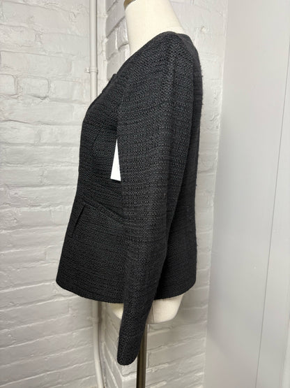 Women Size 8 Theory Black Tweed Cotton Jacket