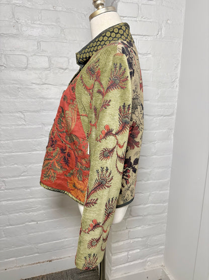 Women Size P Mary Lynn O'Shea Olive, red, black Jacquard Jacket