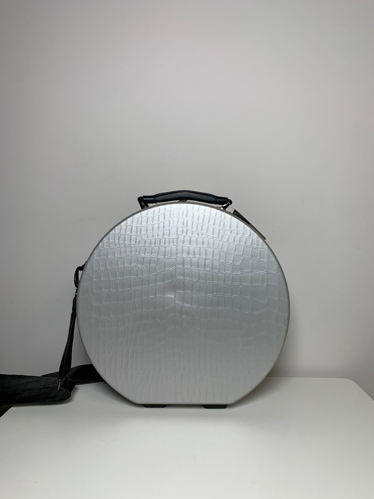 Silver Calpak Faux Leather Travel Luggage