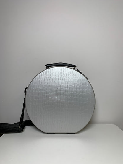 Silver Calpak Faux Leather Travel Luggage