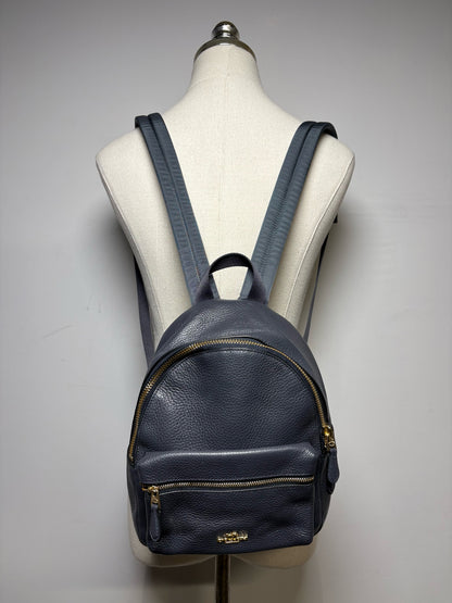 Women's Coach Gray Pebble Leather Pre-Owned Mini Backpack F28995