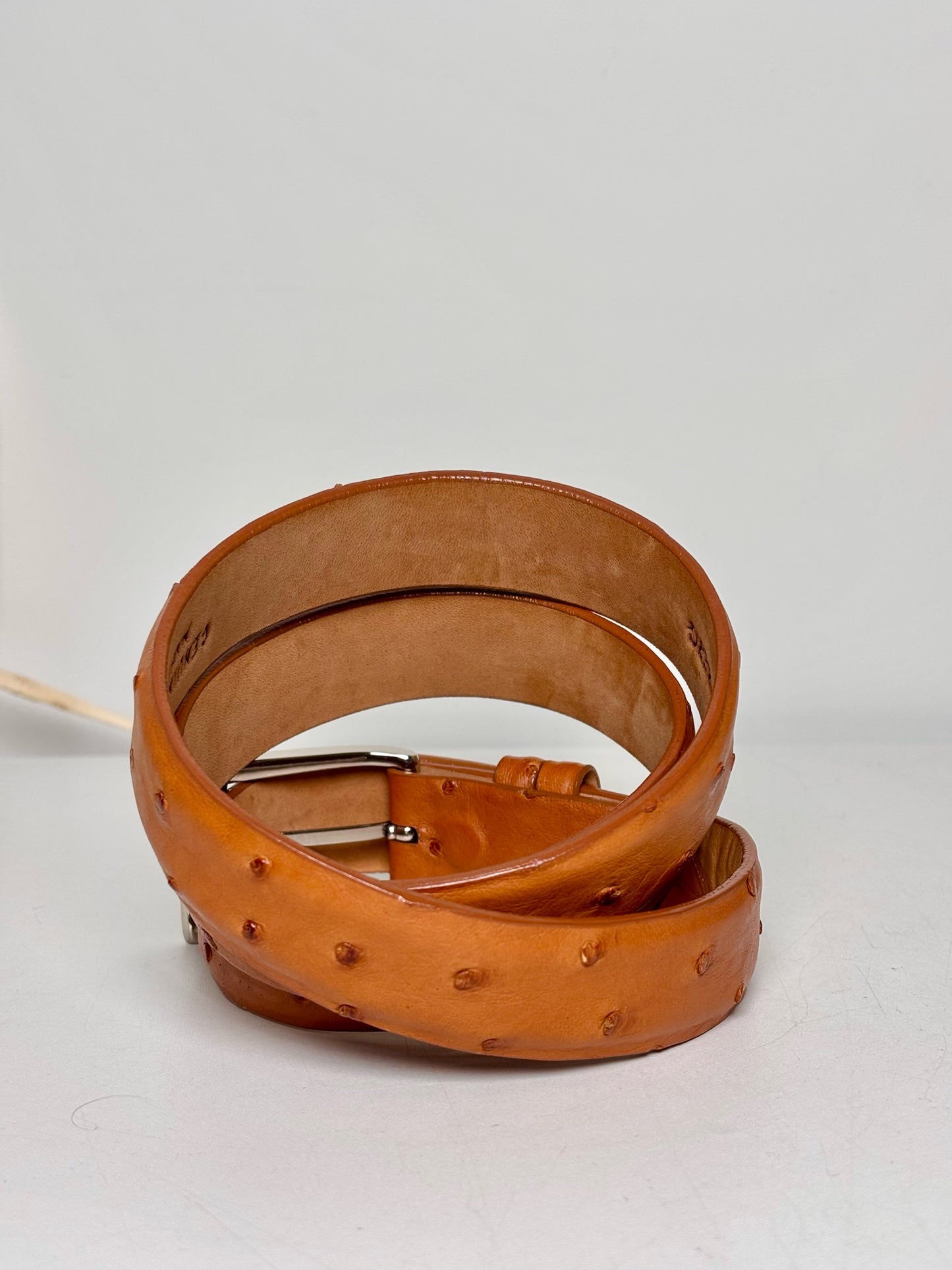 Mens Size 36 W. Kleinberg Cognac Ostrich Leather Men's Belt