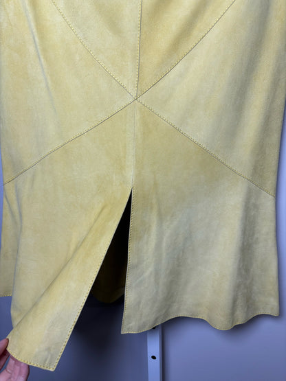Women Size 6 Valentino Garavani Yellow Solid Suede Leather Skirt