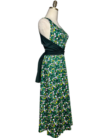 Women Size XS Weekend Max Mara Frisia Green Multi-Color Pure Cotton NWT Pre-Owned Midi Dress