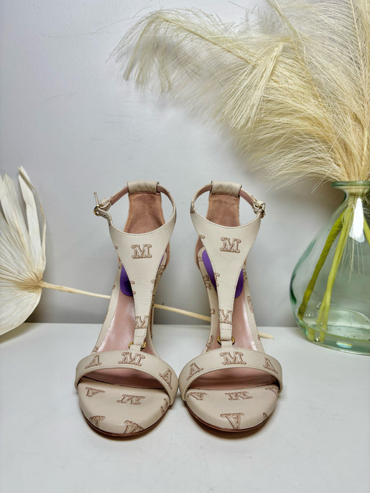 W Shoe Size 36.5 Max Mara Beige Print Heels