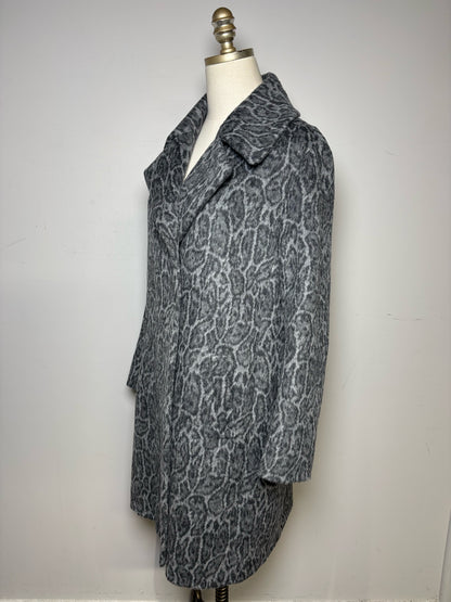 Women's Gerard Darel Black Gray Animal Print Alpaca Camel Hair Blend Pre-Owned Coat