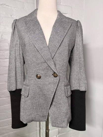 Women Size 12 Veronica Beard Black, White Chevron Blazer