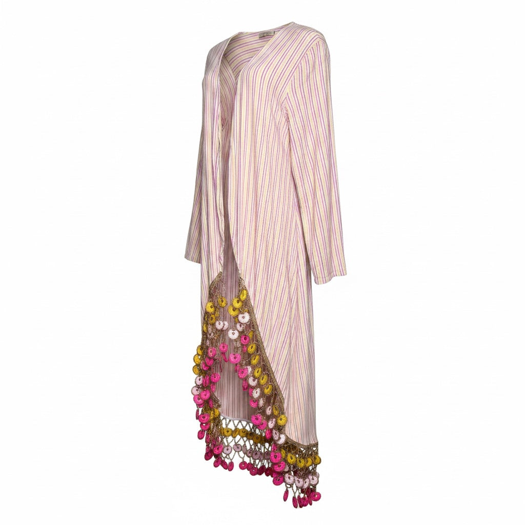Women Size 1 (2 - 4 US) My Beachy Side Pink Embroidered, Crochet 3D Cover Up