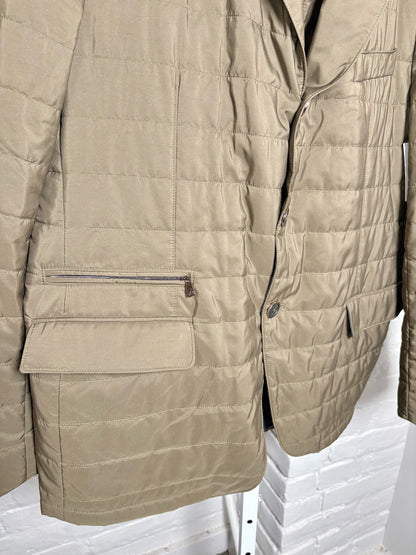 Corneliani Olive Green Nylon Men's Quilted Nylon XL Coat