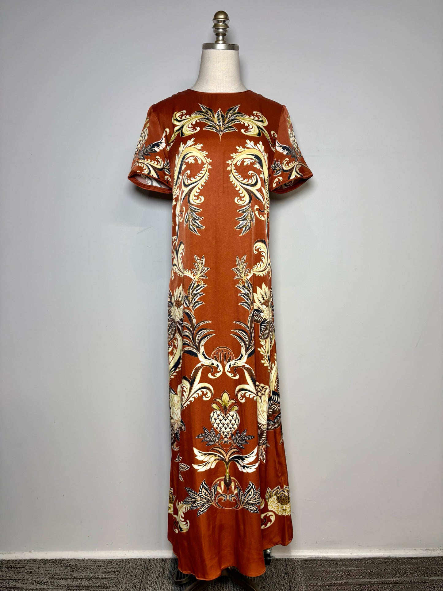Women Size S Farm Rio Brown Floral Print Midi Pre-owned Dress