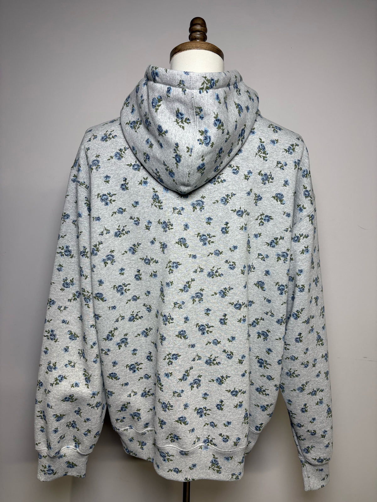 Men's Size XL Supreme Gray Floral Print 2023 Viral Collector's Pre-Owned Zip-Up Hoodie Sweatshirt