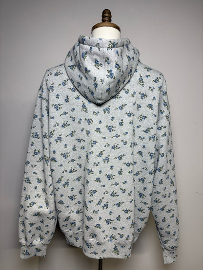 Men's Size XL Supreme Gray Floral Print 2023 Viral Collector's Pre-Owned Zip-Up Hoodie Sweatshirt