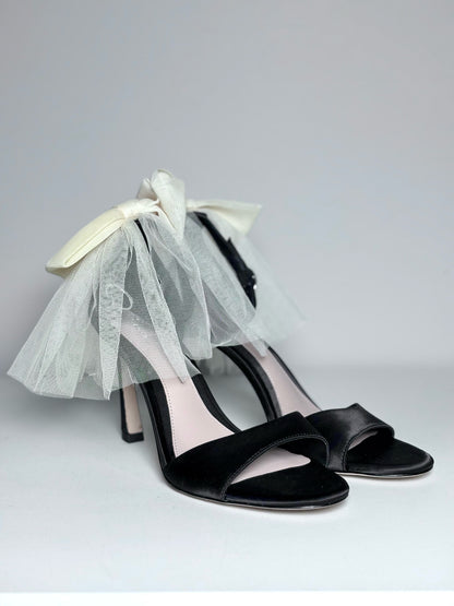 W Shoe Size 8.5 Antonio Melani x Born-Fifth Black Leather Suede Bow Back Heels