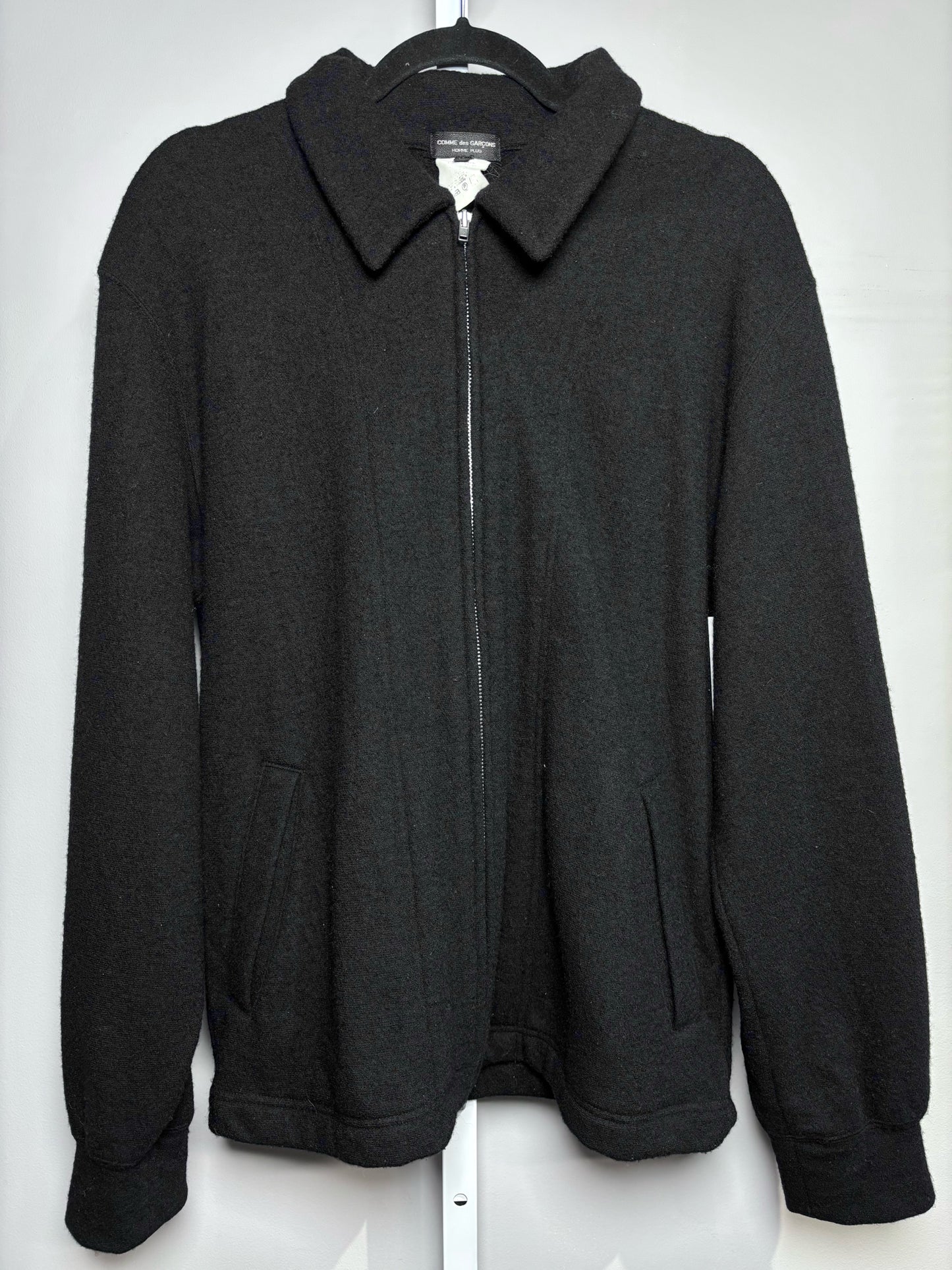 Comme des Garcon Black Wool Solid Men's M Zip Front Jacket