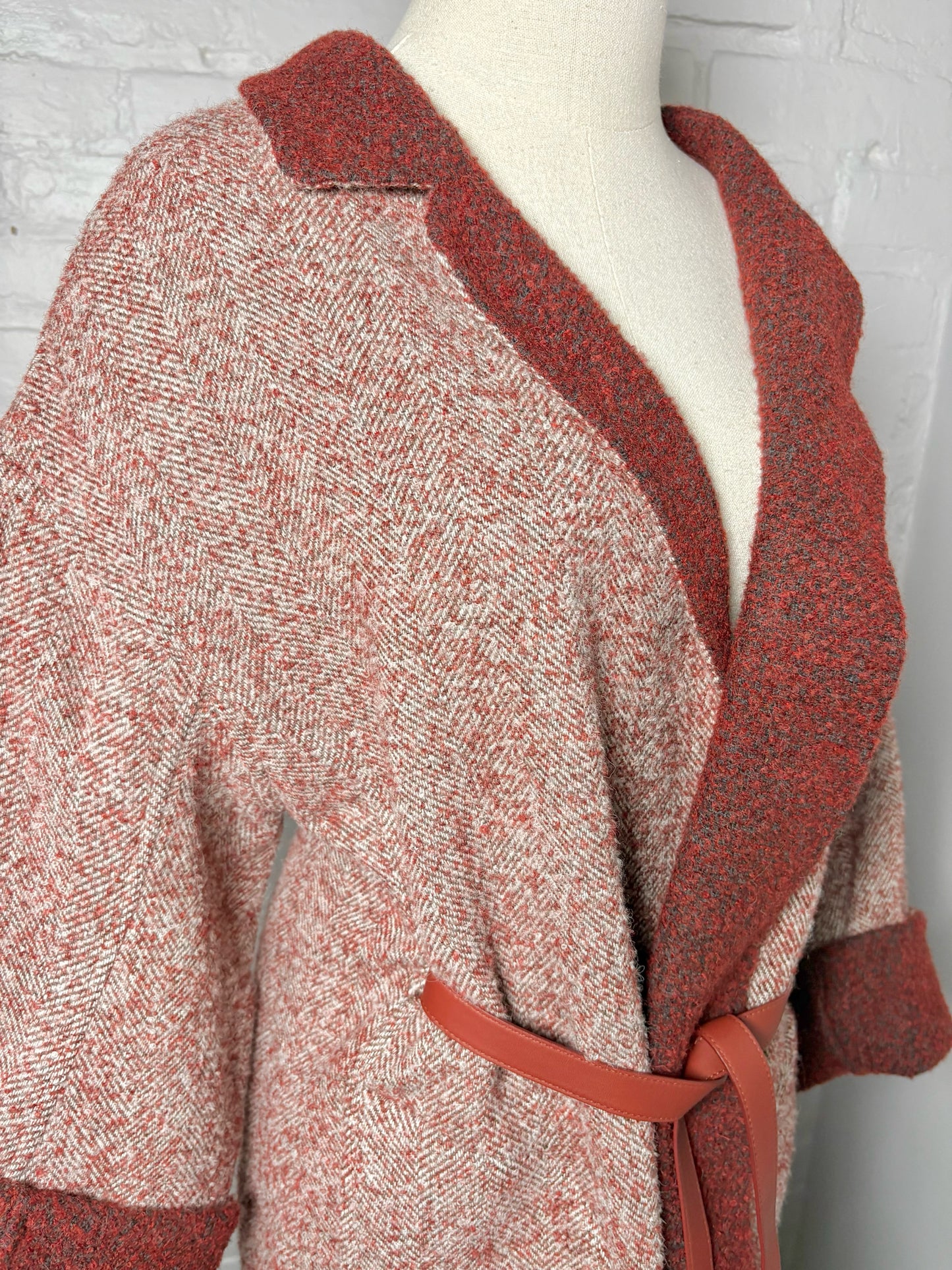 Women Size 48 (14 US) Loro Piana Burgundy Boucle Wool, Alpaca Coat