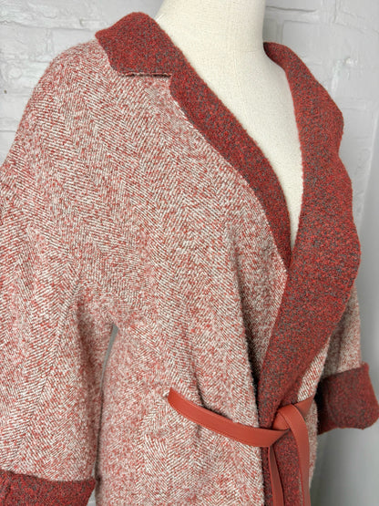 Women Size 48 (14 US) Loro Piana Burgundy Boucle Wool, Alpaca Coat