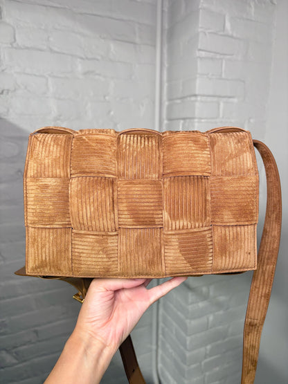 Bottega Veneta Weave Suede Brown Medium Purse