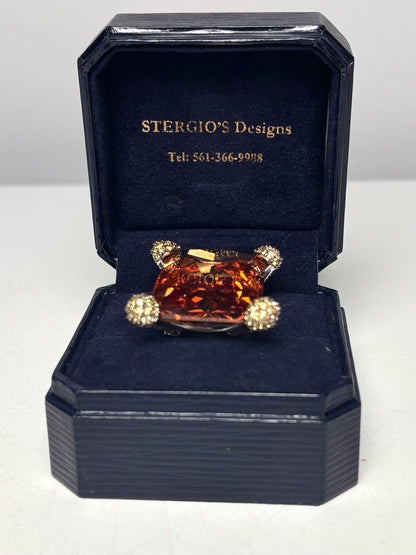 Sterling Silver Citrine Sz 6 20 Carats Sterling Silver Cocktail  Ring