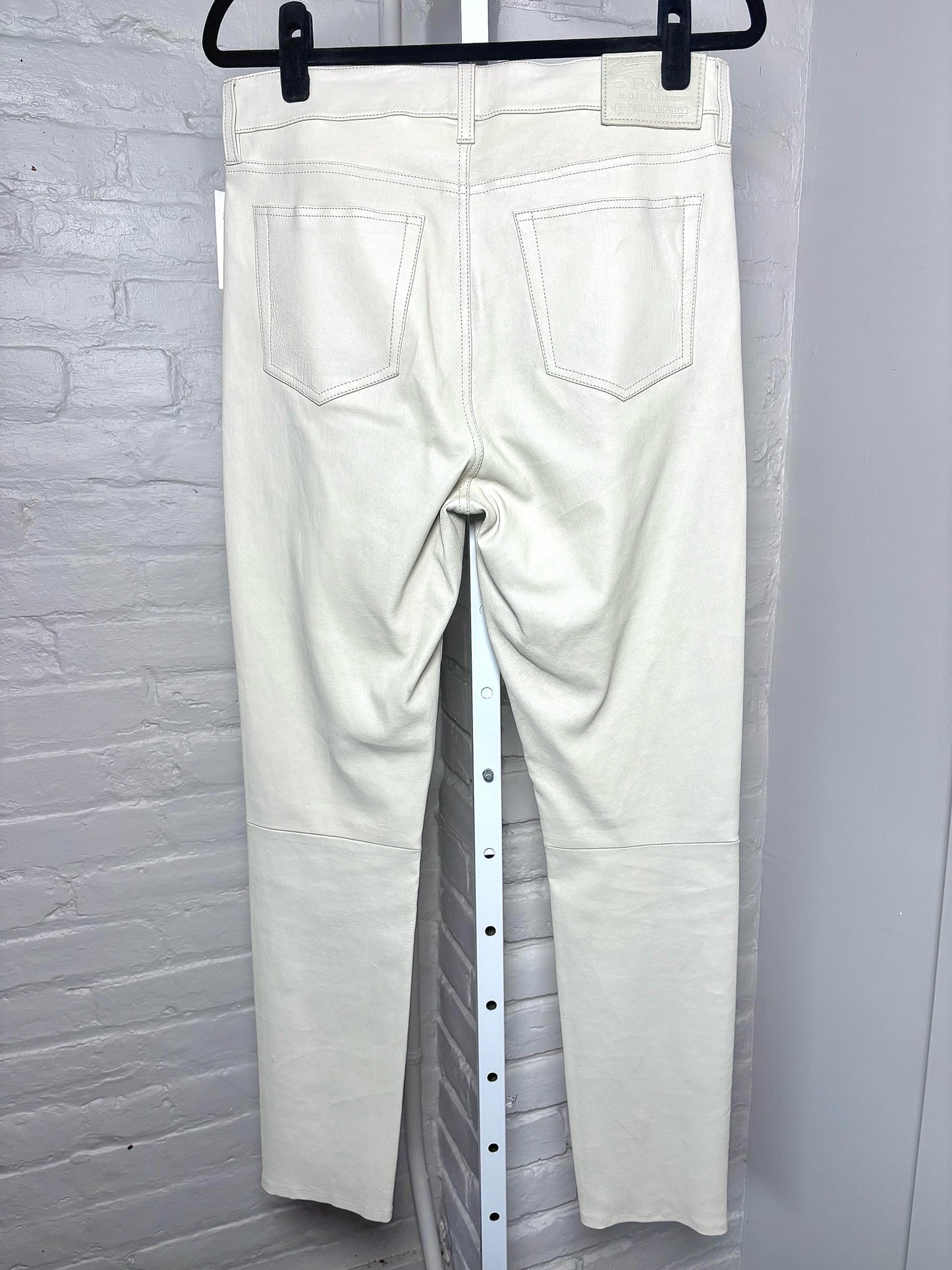 Women Size 10 Polo by Ralph Lauren Bone Leather Pre-owned Pants