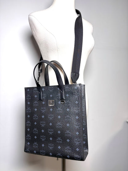 MCM Aren Monogram Black Visetos Tote Bag