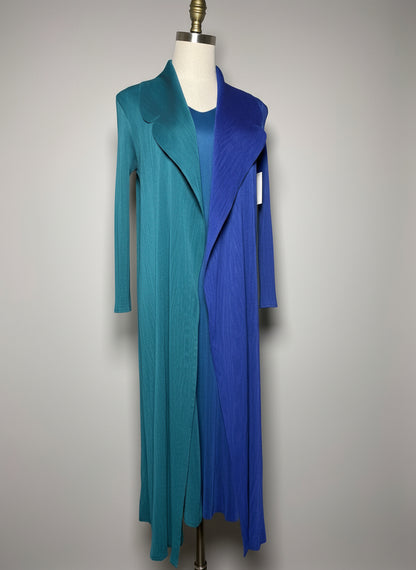 Women Size M Vanite Couture Blue Ombre Pleats Dress