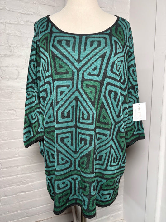 Women Size XL/XXL Peruvian Connection Teal, black Geometric Not Vintage Sweater